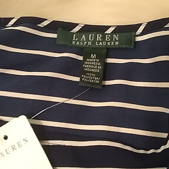Ralph Lauren navy/white stripe blouse. NWT⚠️FIRM⚠️ - Picture 4 of 5